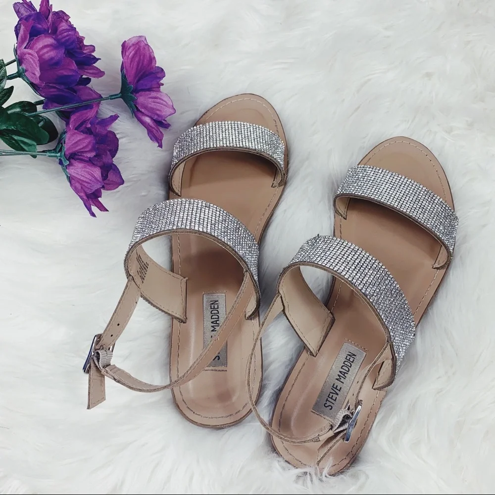 Steve Madden Rhinestone Sling Back Sandals - Picture 3 of 8